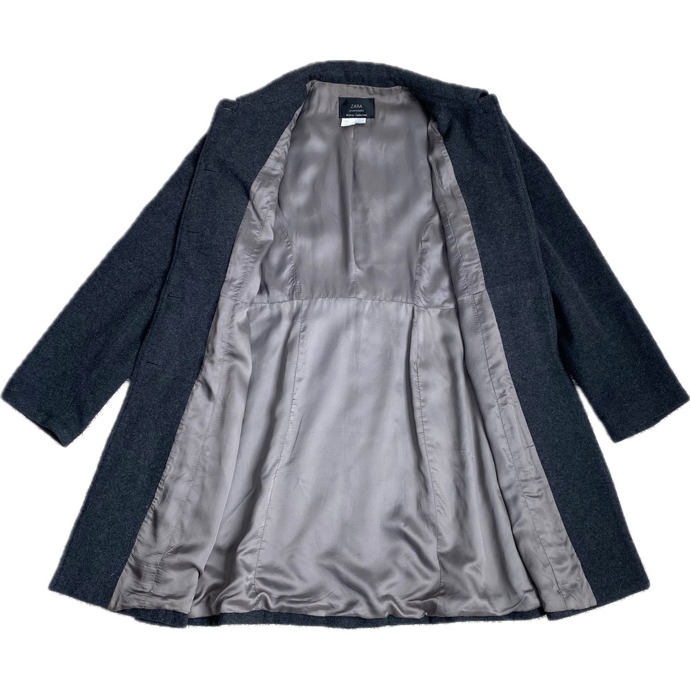 ZARA Wool Cashmere Winter Overcoat Pea Coat Size 10 Gray Preppy Academia Classic - Picture 10 of 12